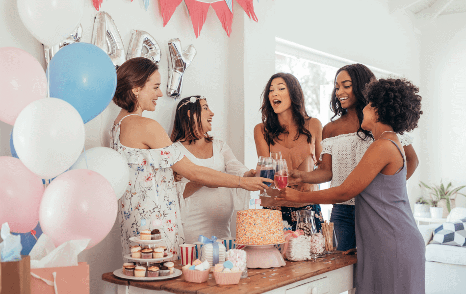 ladies celebrating at a baby shower